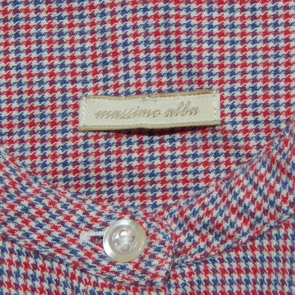 Massimo Alba Women’s Size XS Red White Blue Check Houndstooth Button Up Shirt - Picture 4 of 5